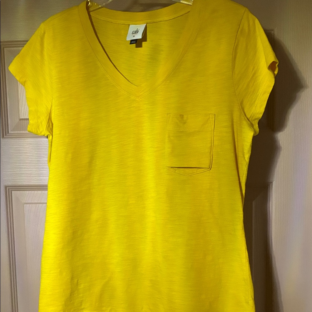CAbi Bright Yellow V-Neck Pocket Tee